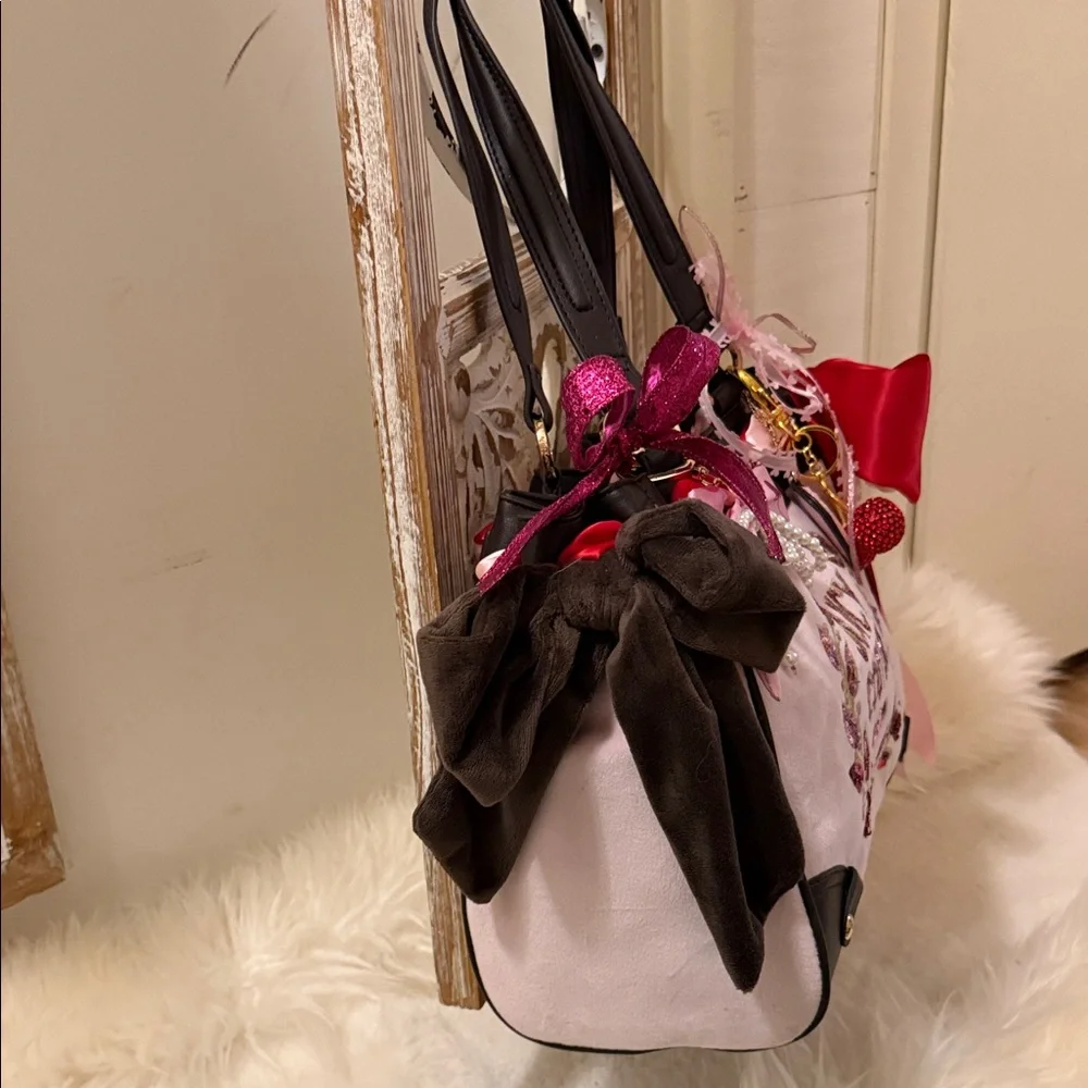 Exclusive Juicy Couture Pink and Brown Embellished with lots of cuteness Tote🩷 - Picture 3 of 12